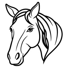 Minimalist Horse Head Line Art Vector