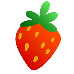 Strawberry Fruit Berry Isolated Transparent Icon. Colorful Summer Harvest Decoration Element Symbol. Family Holiday Party Decoration. Greeting Holiday card or Invitation Design Art Sign.	
