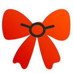 Red Bow Tie Ribbon Isolated Transparent Icon. Colorful New Year or Christmas Decoration Element Symbol. Family Holiday Party Decoration. Greeting Winter Holiday card or Invitation Design Art Sign