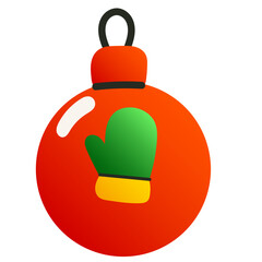 Glass Christmas Tree Toy Ball Isolated Transparent Icon. Colorful Gradient Vintage Retro New Year or Christmas Symbol. Family Holiday Party Decoration. Greeting Winter Holiday Card Invitation Design