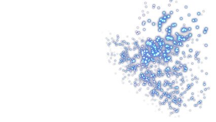 Bright blue particles falling and glowing on a transparent background, perfect for digital compositing and adding sparkle to designs