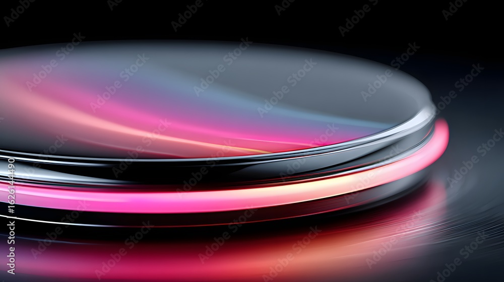 Poster abstract design of a circular, layered object with vibrant colors.