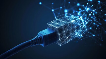 Network connection, data transfer, digital technology concept.