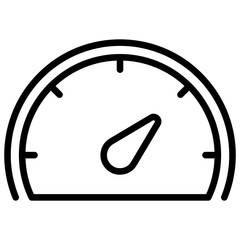 Speed Meter Outline Icon Vector Design - Gauge dial showing increased speed, representing performance, efficiency, or acceleration
