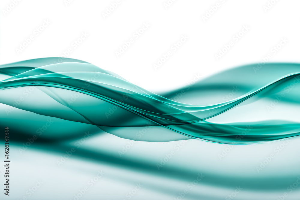 Aufkleber abstract flowing teal waves with smooth gradient background