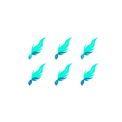 different glowing featherfish set  