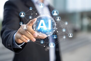 Artificial Intelligence in global HR management and recruitment. AI-powered talent acquisition, workforce analytics and automation in employee selection and human resources strategy.
