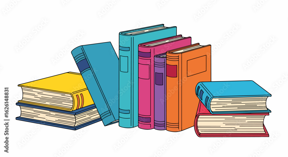 Aufkleber colorful books on display showcases a diverse stack of books with various colors and sizes. books ar