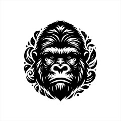 Fototapeta premium Powerful Gorilla Head Tribal Vector Illustration.
