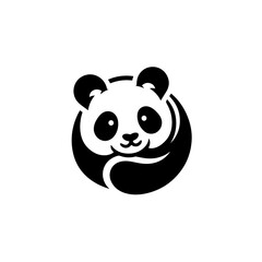 Obraz premium Adorable Black and White Panda Bear Logo Design.