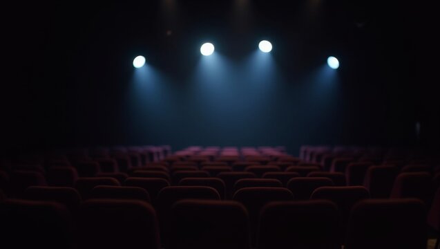 Empty theater awaits a captivating performance under the glow of focused stage lights