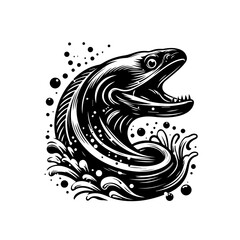 Obraz premium Fierce Moray Eel Emerging from Water.