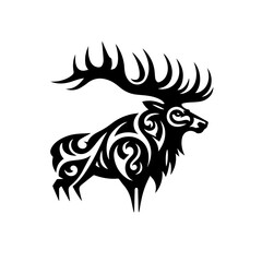 Majestic Elk with Tribal Tattoo Design.