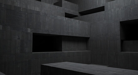 Fototapeta premium Dark and moody brutalist architecture with geometric shapes