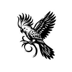 Obraz premium Stylized Black and White Cockatoo Perched on Branch.