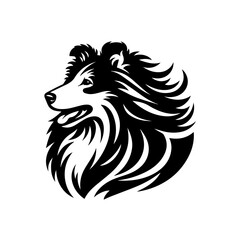 Fototapeta premium Stylized Black and White Collie Dog Head Logo.