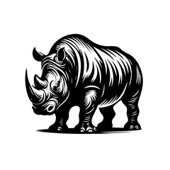 Fototapeta premium Stylized Black and White Rhinoceros Illustration.