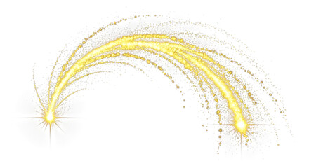 Golden shooting star arc isolated on transparent background © Golam