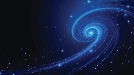 Obraz premium Abstract swirling galaxy with starry sky and beautiful blue tones and pixelated style.