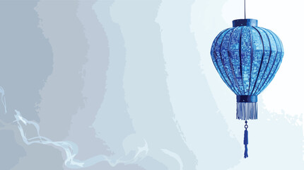 Obraz premium Artistic depiction of a blue chinese lantern with circuit board design hanging against a light blue background.