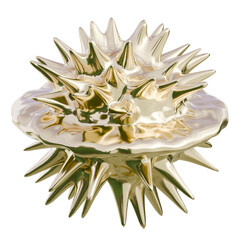 Realistic image of a golden sea urchin with sharp spikes, ideal for marine biology and ocean-themed content.