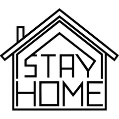 Minimalist Stay Home Outline Design