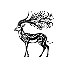 Fototapeta premium Stylized Gazelle with Ornate Antlers and Body Patterns.