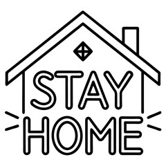 Minimalist Stay Home Outline Design