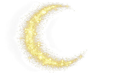 Golden crescent moon isolated on transparent background © Golam