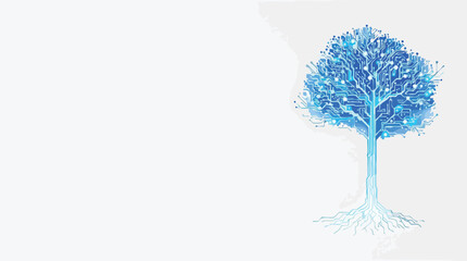 Digital circuit tree symbolizing technology growth innovation and connection in the modern world.
