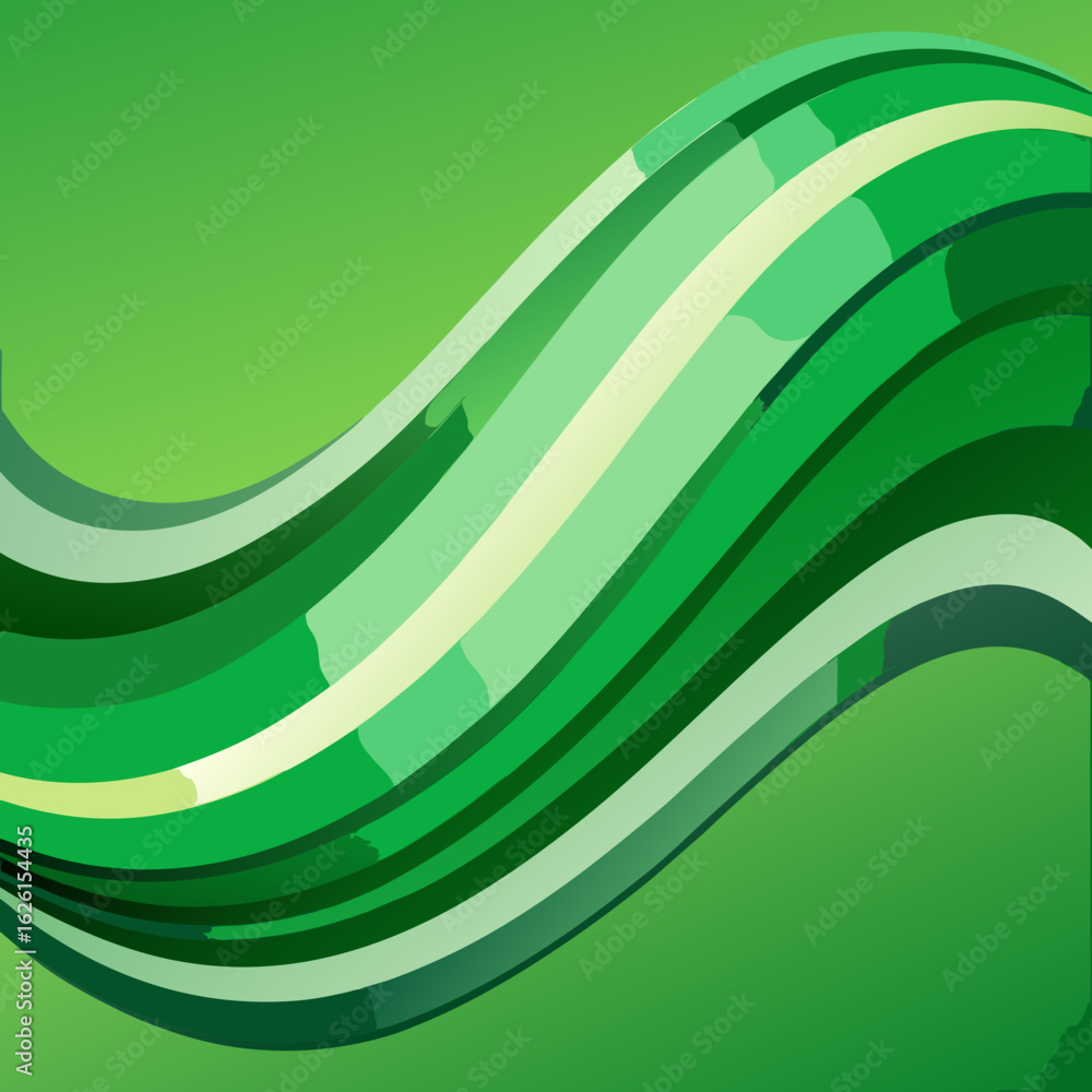 Poster abstract flowing green waves with subtle texture and gradient background for modern design
