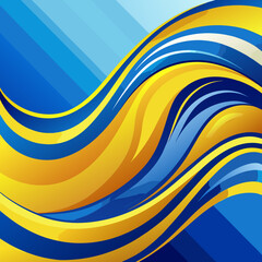 Abstract blue and yellow wavy background with dynamic flowing lines and gradient colors
