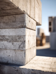 Stacked concrete blocks at a construction site