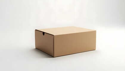 Obraz premium Simple Brown Cardboard Box in Studio (AI Generated)