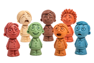 Emotional Expression Figurines Diverse Characters  Feelings Isolated On Transparent Background