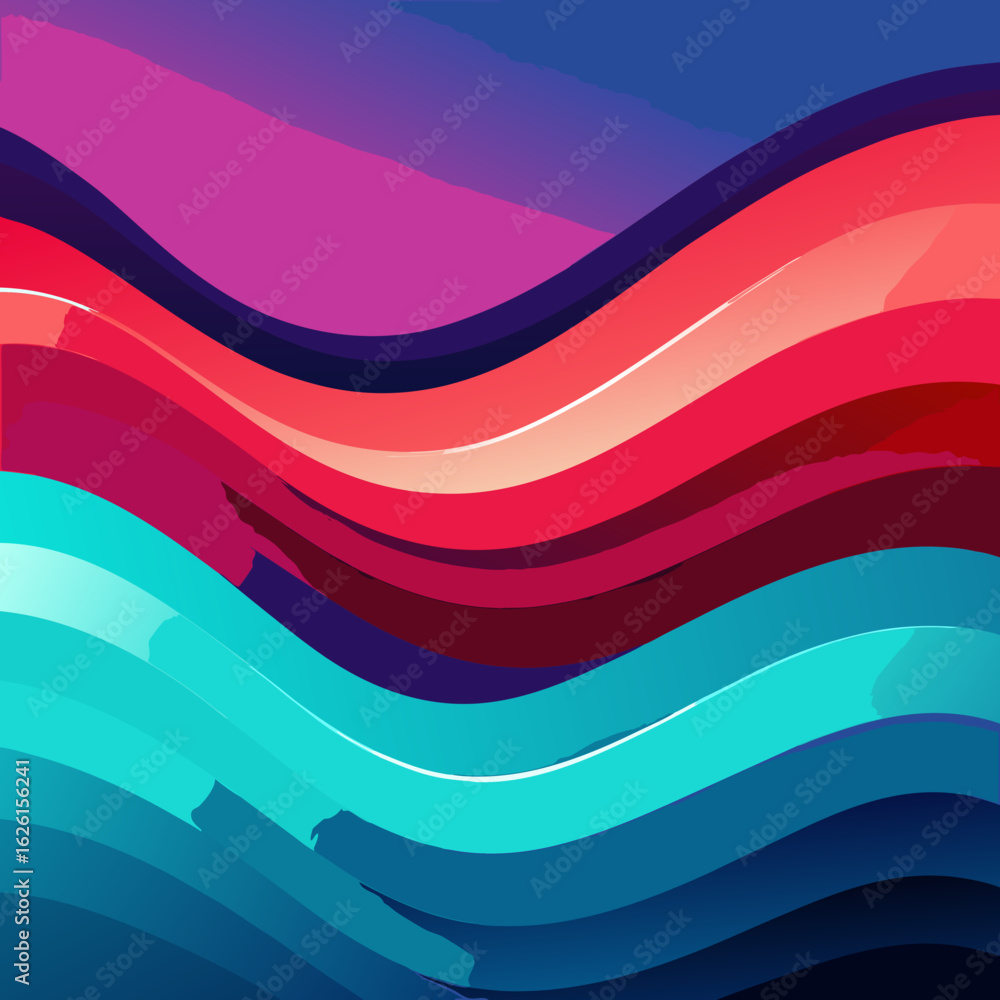 Poster abstract colorful wavy lines flowing across a vibrant gradient background