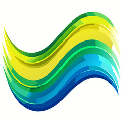 Abstract flowing waves of yellow green and blue colors with a glossy finish