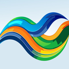 Vibrant abstract flowing colorful ribbons of blue orange green and yellow creating a dynamic wave pattern
