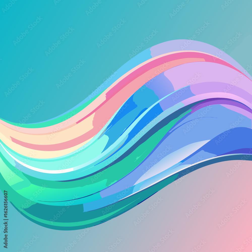 Poster abstract flowing waves of pastel colors creating a vibrant and dynamic background