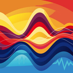 Abstract wavy background with vibrant colors and flowing lines representing energy and movement