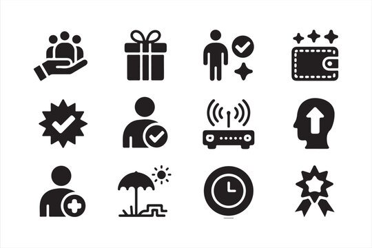 Flat vector business service icons for apps, HR systems, and client support
