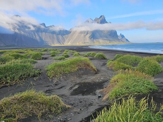 Vestrahorn Strand Island, schwarze Dünen, Naturparadies