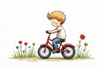 little boy riding a bicycle