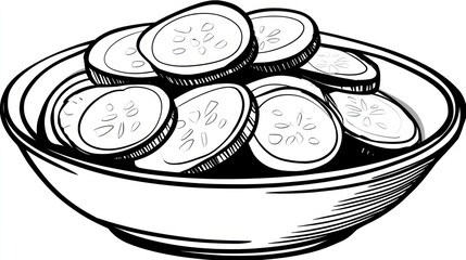 Sliced cucumbers in a bowl