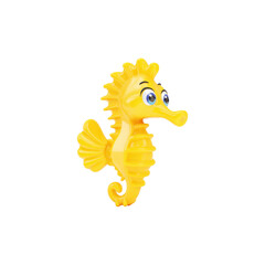 Yellow Cartoon Seahorse Toy. Playful Marine-Themed Children'S Toy Isolated On Transparent Background