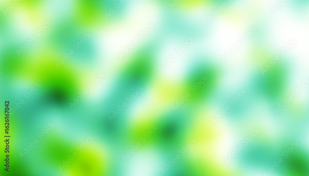 Poster world environment day concept: green and blue abstract blur spots background with bokeh effect and t