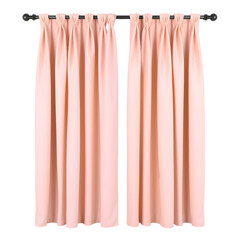 Elegant Pink Curtains with Rod and Rings, Isolated on Transparent Background