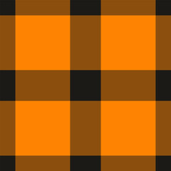 Classic plaid pattern in shades of orange and black. Versatile for backgrounds, designs, or autumnal themes. Evokes warmth, comfort, and rustic style.
