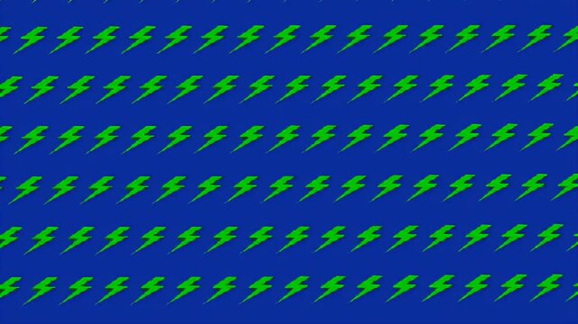 Repeating bright green lightning bolt pattern on a field of saturated blue background