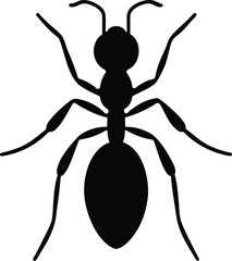 ant icon silhouette, insect vector black, ant side view shape, bug outline clipart, crawling ant silhouette